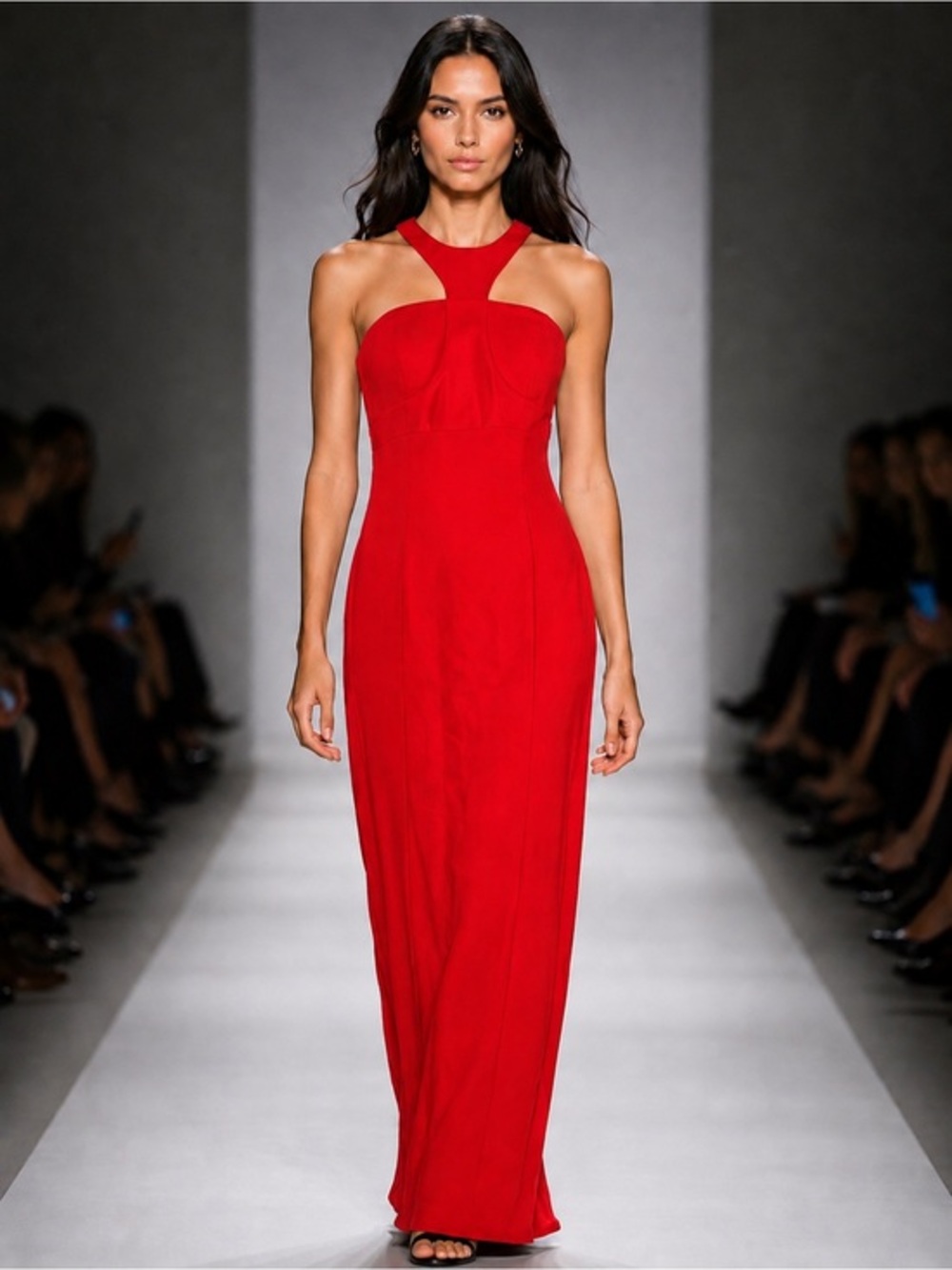 Maria Bianca Nero Red Halter Evening Gown Cocktail Dress 8